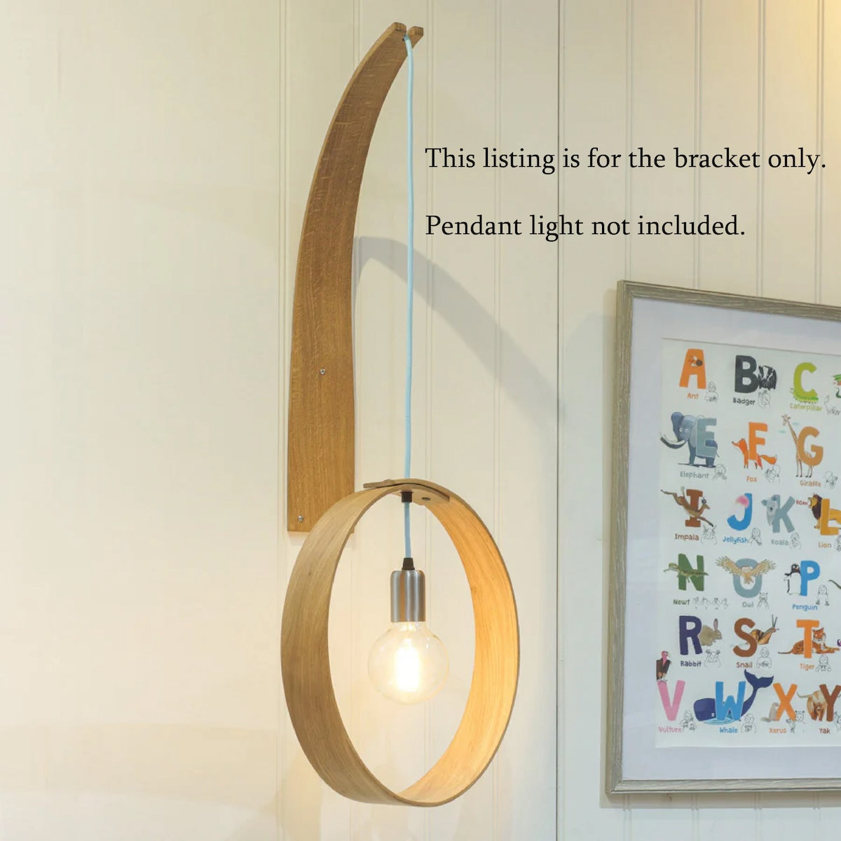 Wooden wall light bracket | Solid oak pendant wall bracket | Wall sconce lamp holder.