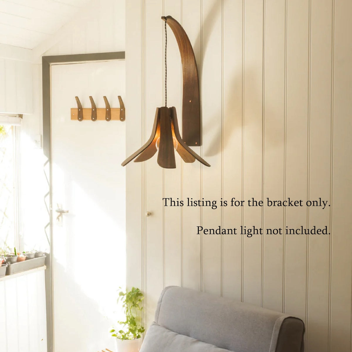 Wooden wall light bracket | Solid oak pendant wall bracket | Wall sconce lamp holder.
