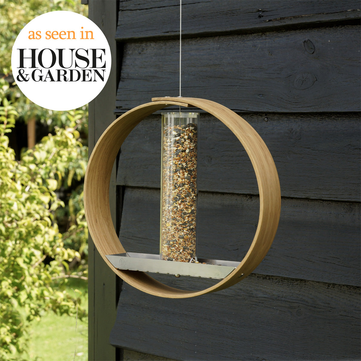 Personalised hanging bird feeder.
